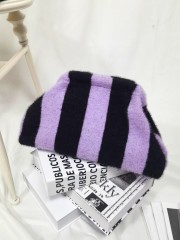 Soft Woven Crochet Fluffy Winter Color Stripes Clutch Bag Handbag Pochette