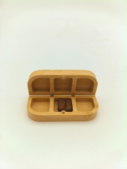 Natural Mini Bamboo Pill Organizer Magnet Portable Pocket Daily Medicine Case