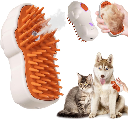 Dogs&Cats Grooming Tool Spray Anti-Flying Fur&Massage Bristles Self-Cleaning Pet Brush
