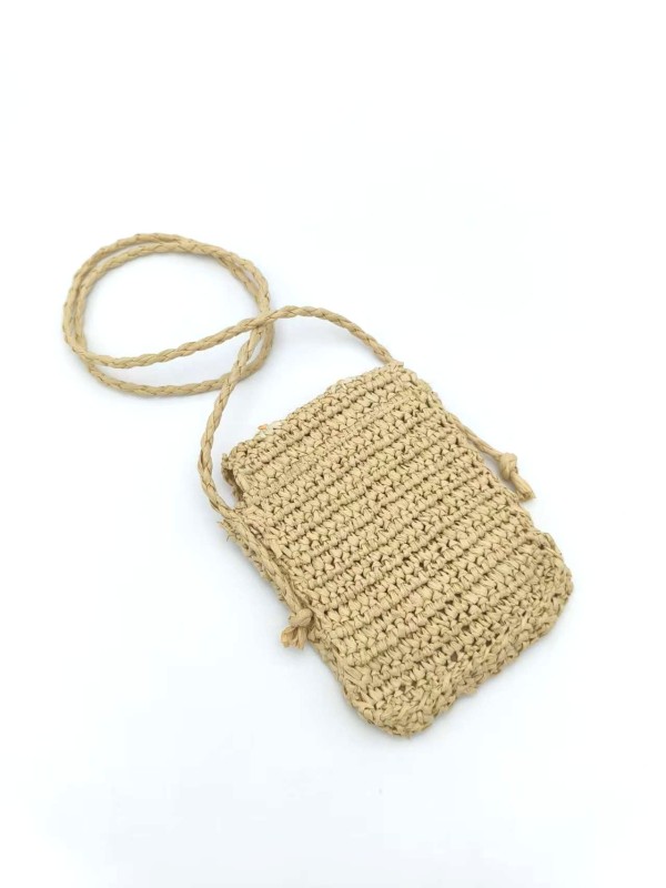 Flower Embroidered Phone Bag for Summer & Casual Wear Handcrafted Paper Straw Mini Crossbody Bag