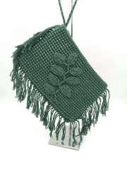 Xmas Holiday Beach Style with Autumn Embroidery Trimming Handbag Crochet Dark Green Pochette