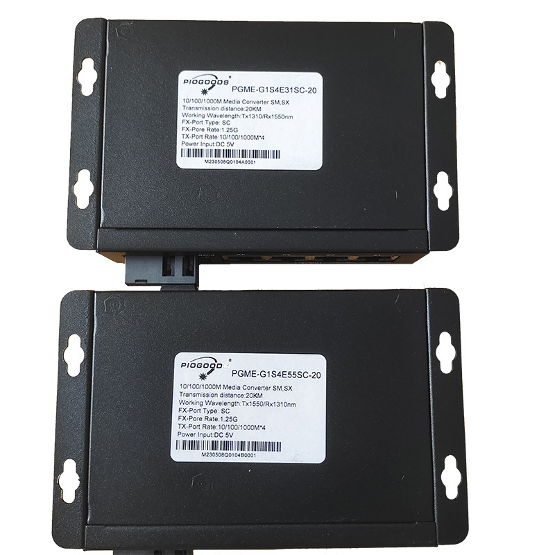 20Km 1000M Gigabit Ethernet Rj45 4 Ports Single Fiber Optic Transceiver Media Converter Suppliers
