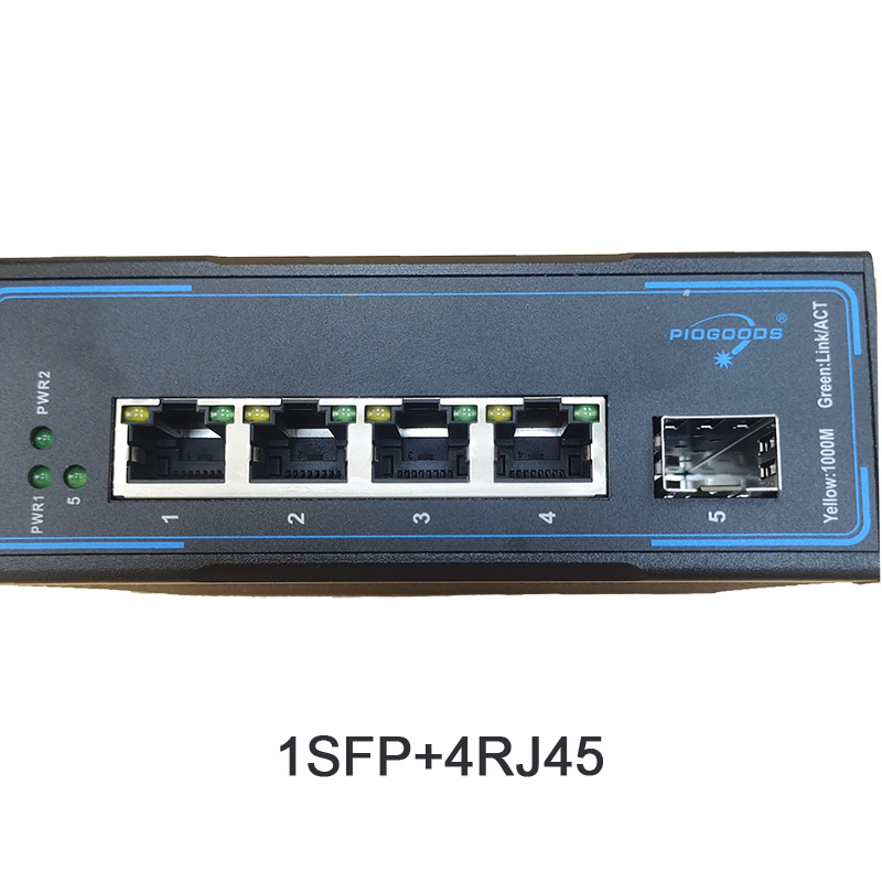 Industrial 10/100/1000M Gigabit 1Sfp 4Rj45 Fiber Optic Media Converter Switch With 1Giga Sfp Slot