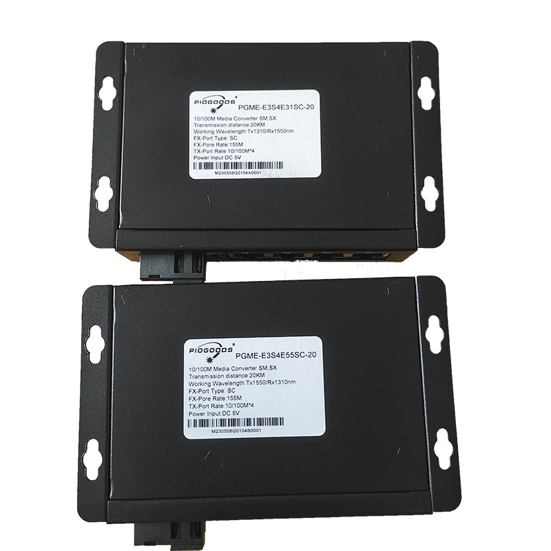 Best Quality 10/100M Wdm 20Km 40Km Single Fiber Rj45 4 Ports Media Converter Fiber Optical