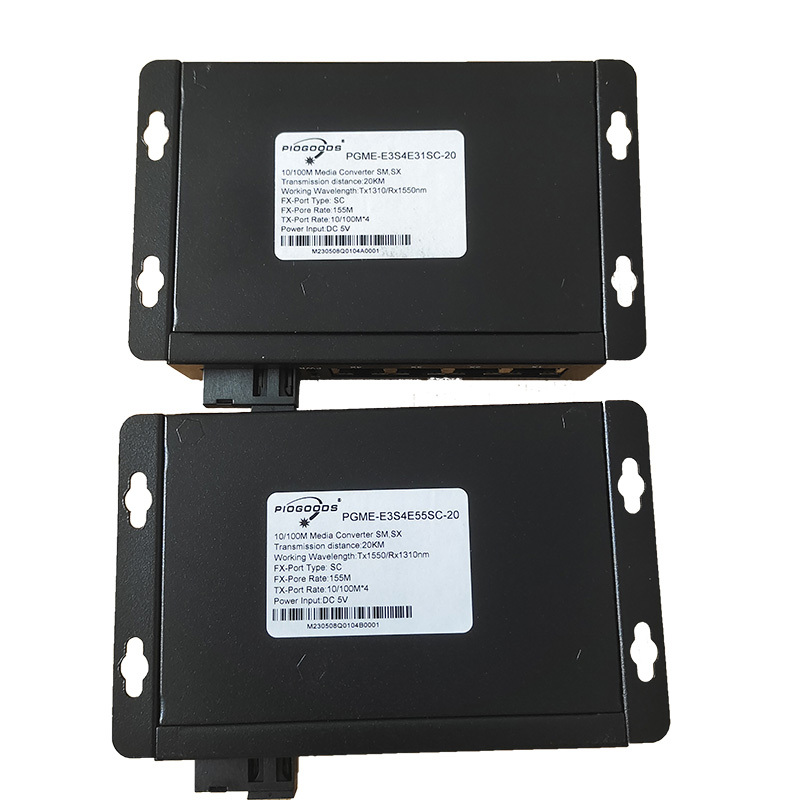 Best Quality 10/100M Wdm 20Km 40Km Single Fiber Rj45 4 Ports Media Converter Fiber Optical