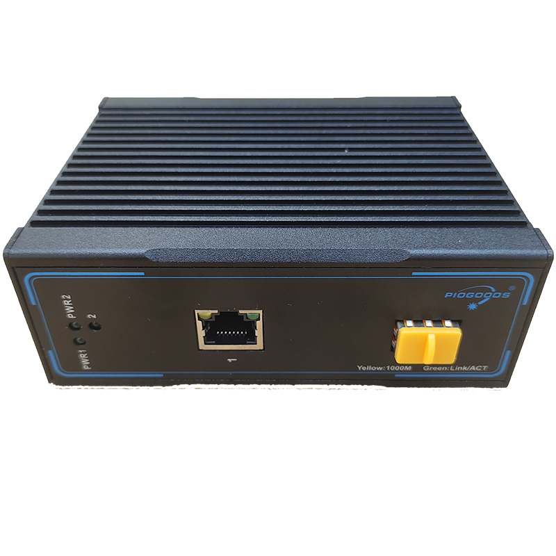 1000M Simplex 2 Ports Industrial Ethernet To Rj45 12V Dc Gigabit Sfp Fiber Optic Media Converter Switch