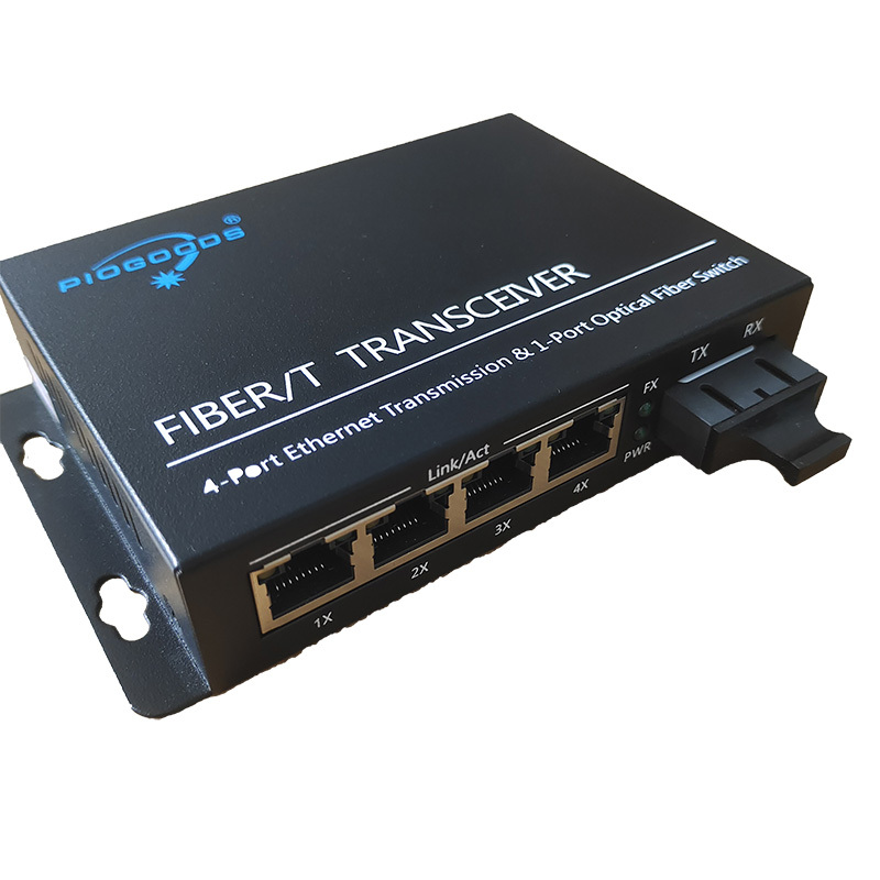 100M 4 Ports Rj45 Dual Fibe Multi Single Mode 80Km 120Km Fiber Optic Media Converter