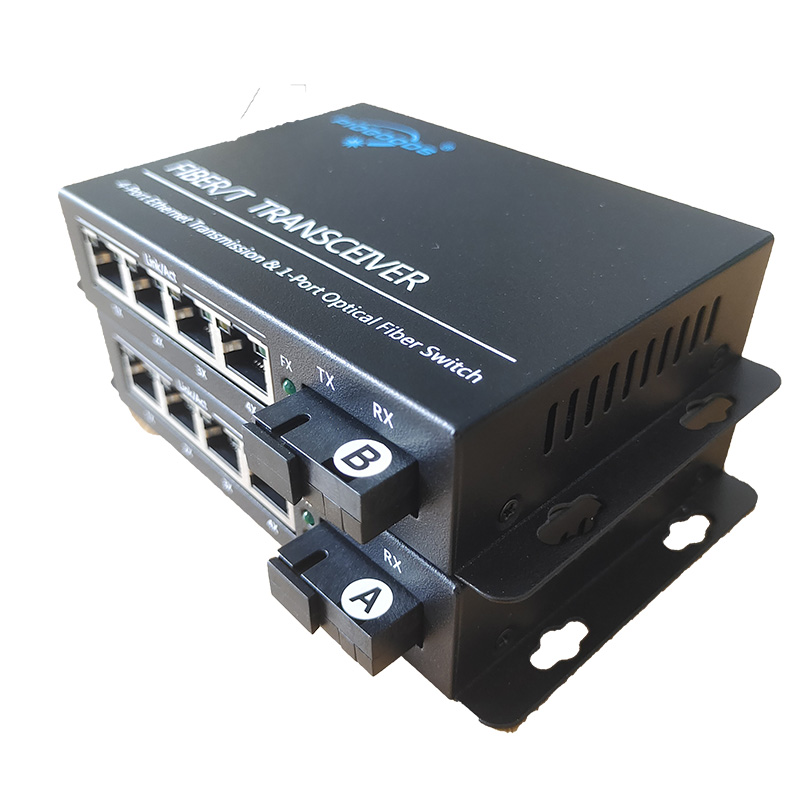 Best Quality 10/100M Wdm 20Km 40Km Single Fiber Rj45 4 Ports Media Converter Fiber Optical