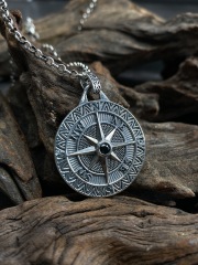 Compass Pendant Necklace Mens Compass Pendant Personalized Engraved Pendant Silver 925