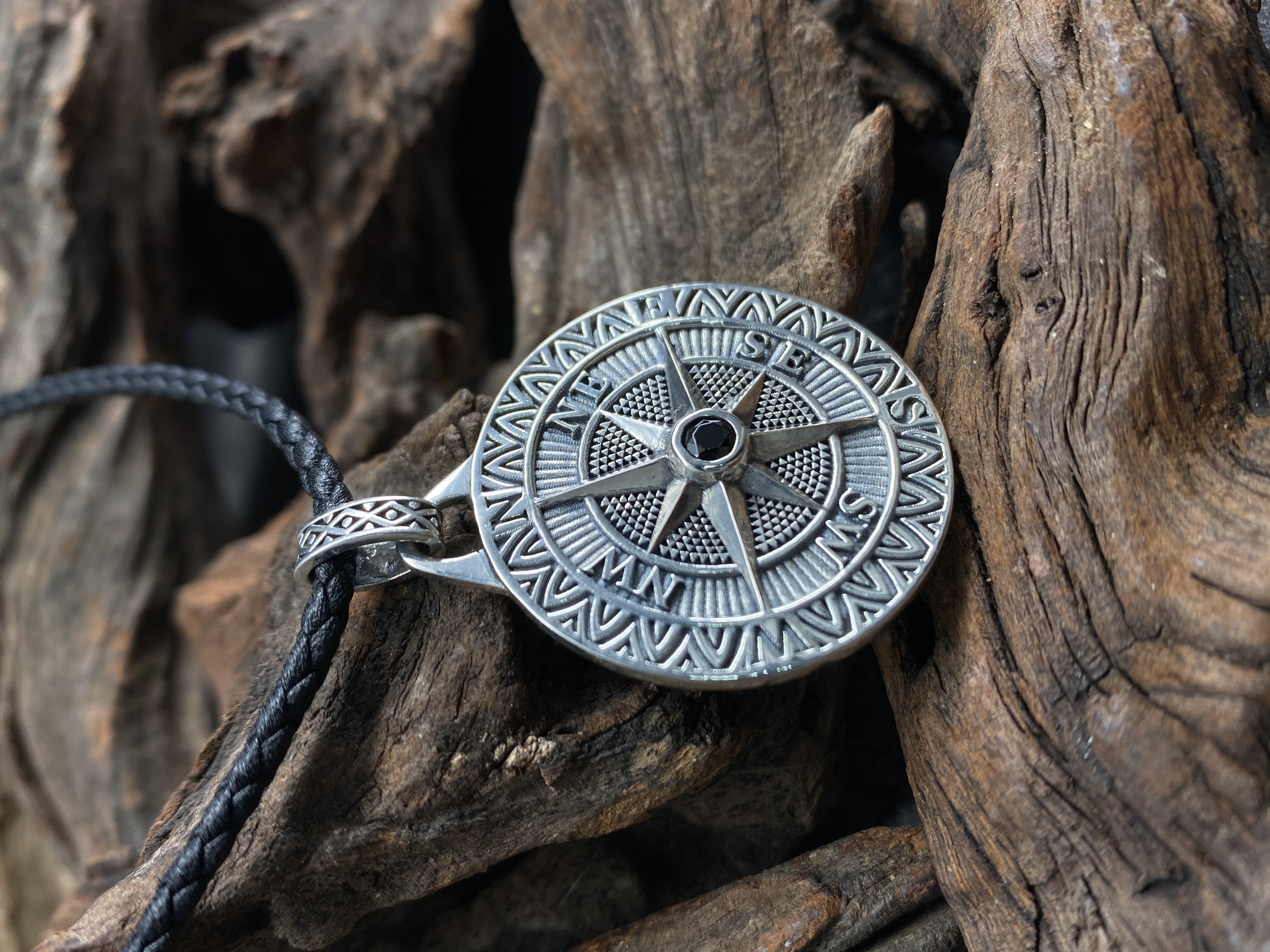 Compass Pendant Necklace Mens Compass Pendant Personalized Engraved Pendant Silver 925