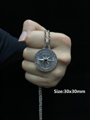 Compass Pendant Necklace Mens Compass Pendant Personalized Engraved Pendant Silver 925