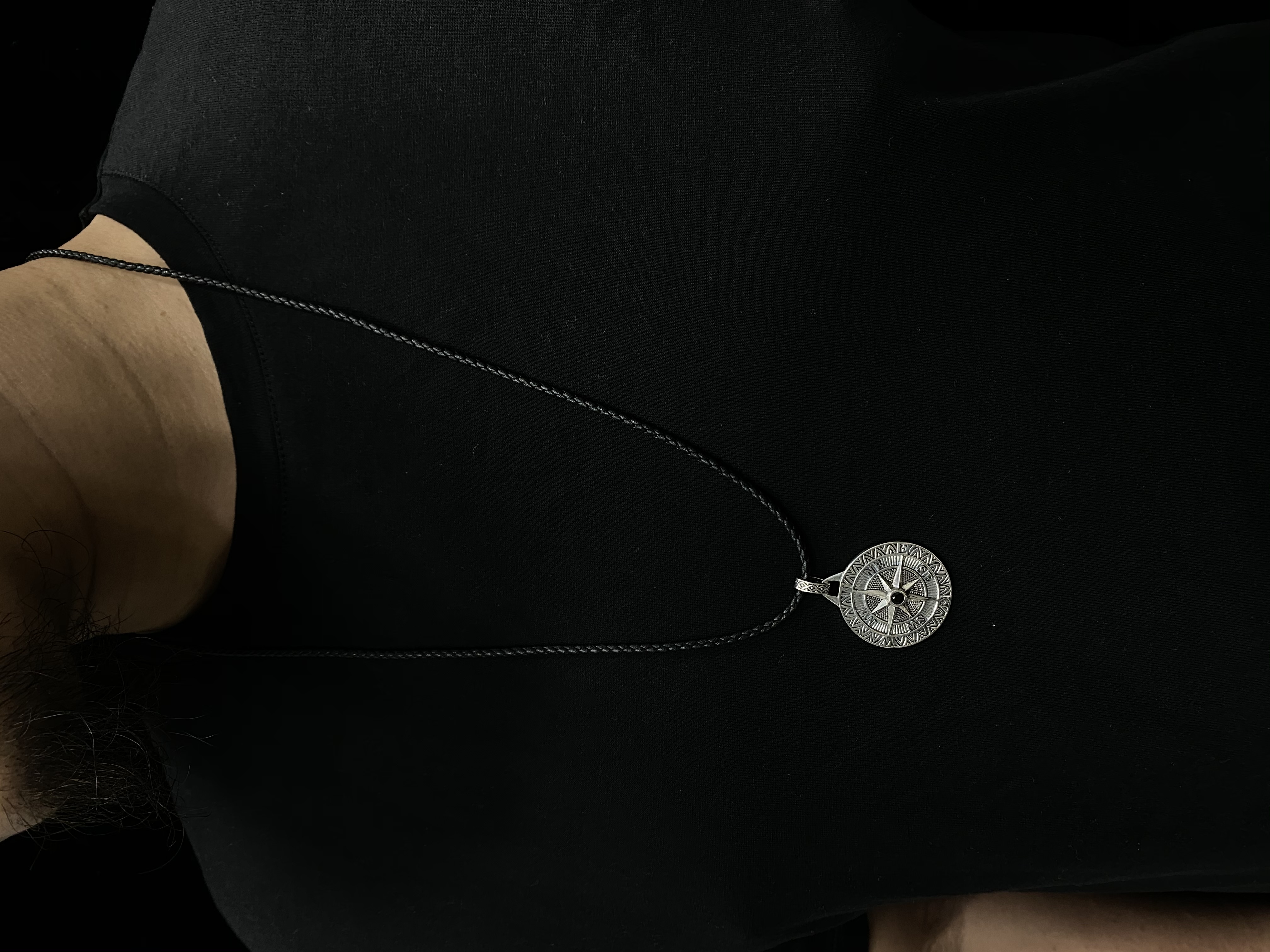 Compass Pendant Necklace Mens Compass Pendant Personalized Engraved Pendant Silver 925