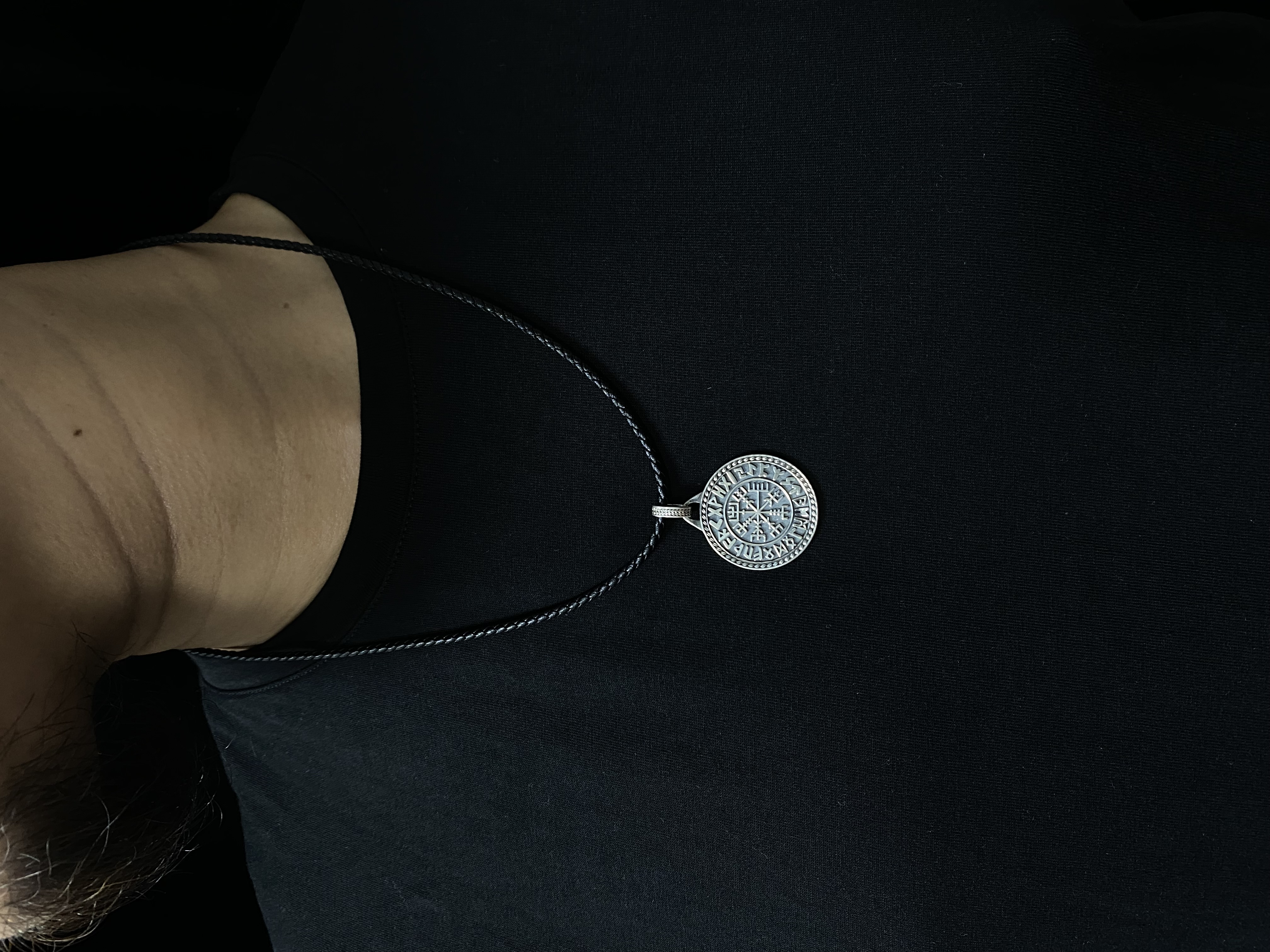 Viking Compass Engraved Pendant Vegvisir Pendant Men Personalized Pendant Viking Necklace Oxidized Silver 925