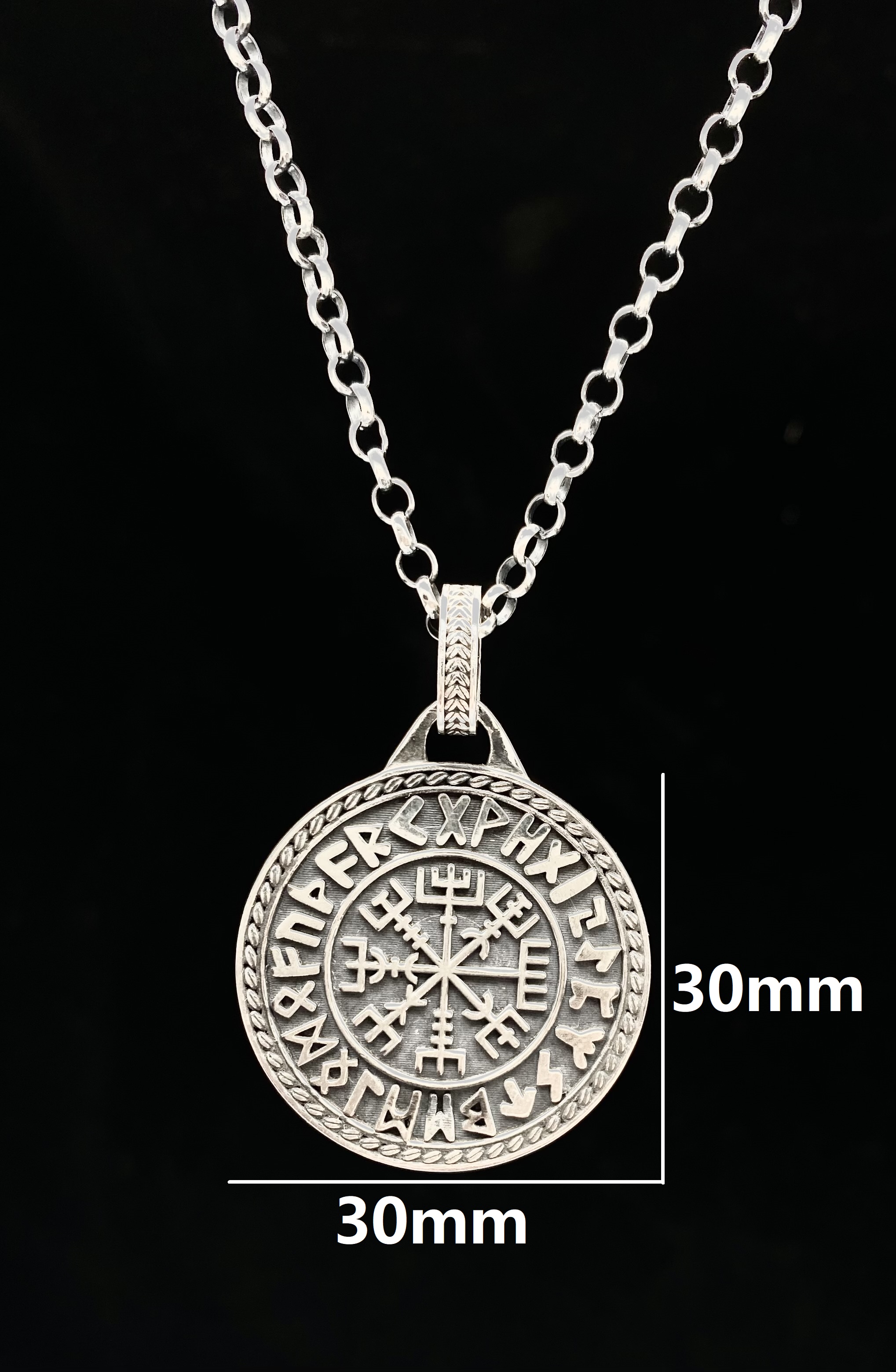 Viking Compass Engraved Pendant Vegvisir Pendant Men Personalized Pendant Viking Necklace Oxidized Silver 925