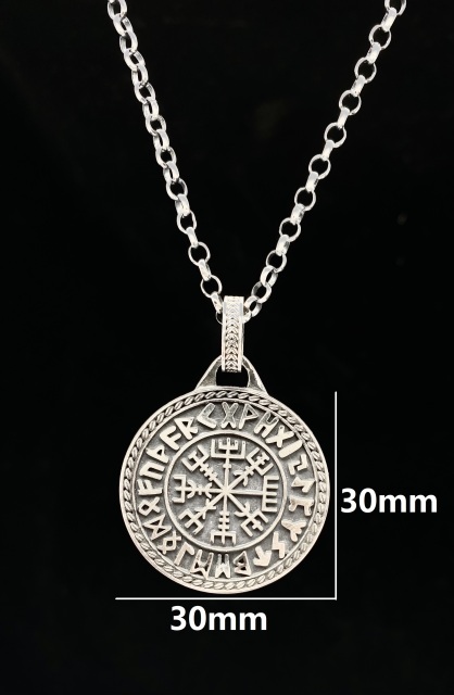 Viking Compass Engraved Pendant Vegvisir Pendant Men Personalized Pendant Viking Necklace Oxidized Silver 925