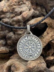 Viking Compass Engraved Pendant Vegvisir Pendant Men Personalized Pendant Viking Necklace Oxidized Silver 925