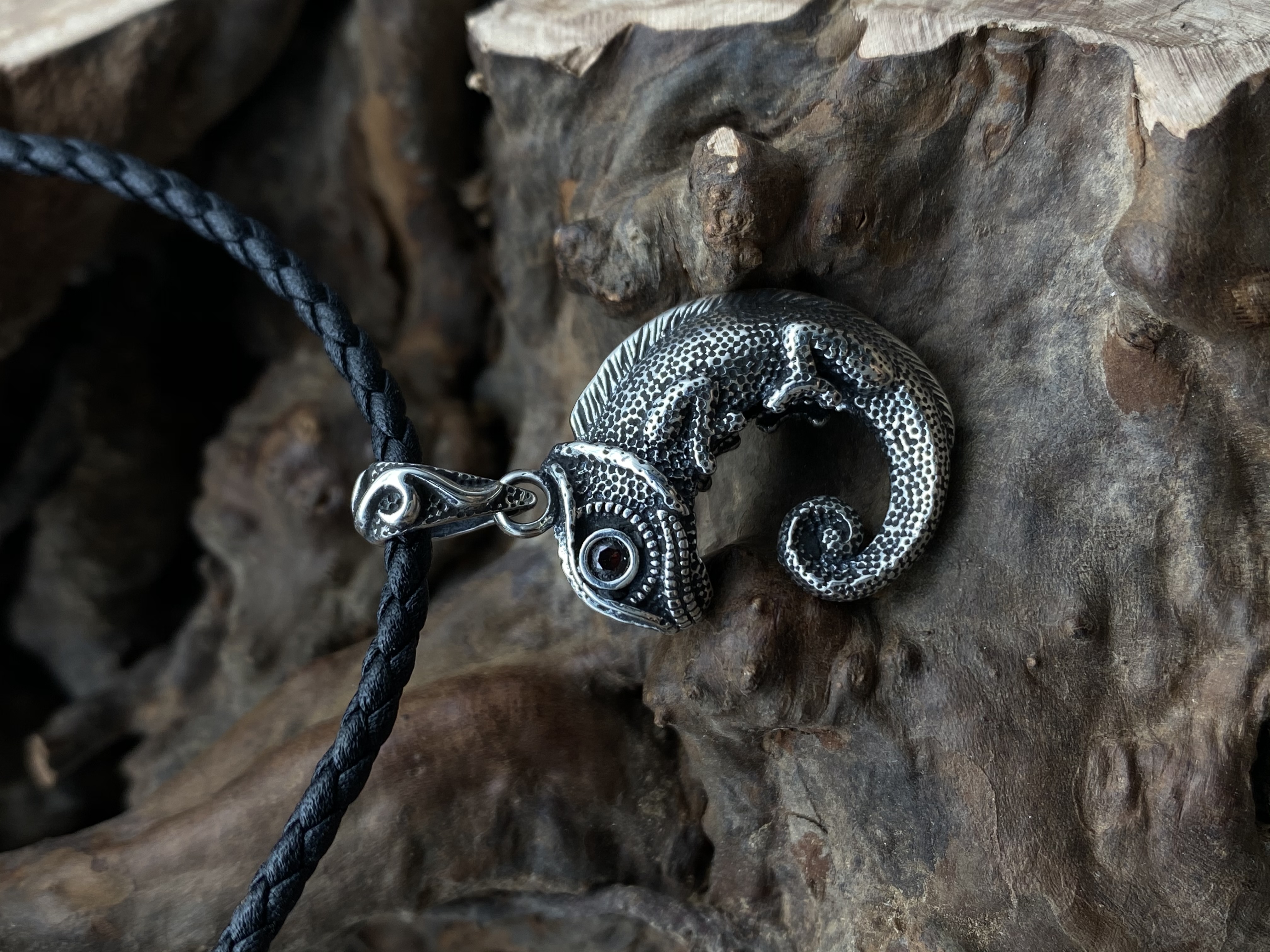 Chameleon Pendant lizard Pendant Cabrite Pendant Necklace For Men Gift For Him Sterling Silver 925