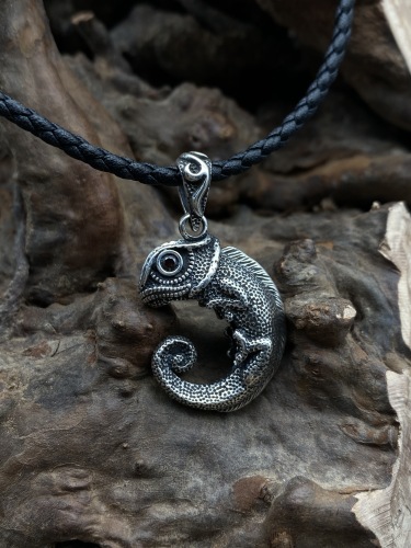 Chameleon Pendant lizard Pendant Cabrite Pendant Necklace For Men Gift For Him Sterling Silver 925