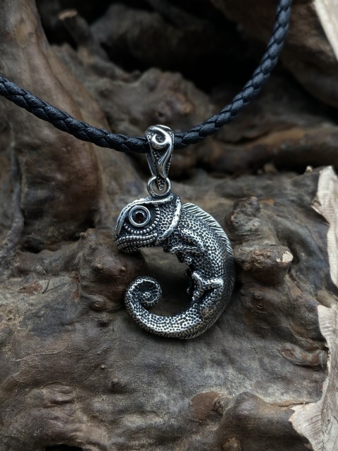 Chameleon Pendant lizard Pendant Cabrite Pendant Necklace For Men Gift For Him Sterling Silver 925
