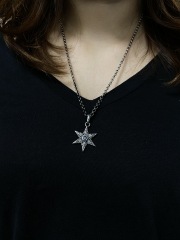 Hexagram Necklace Engraved Hexagram Necklace  Sterling Silver 925