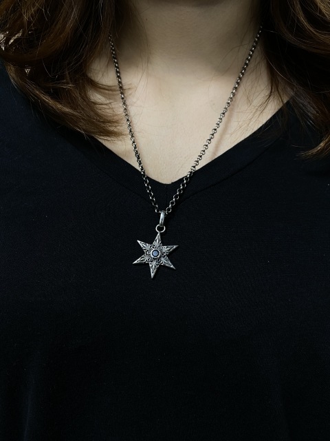Hexagram Necklace Engraved Hexagram Necklace  Sterling Silver 925