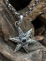 Hexagram Necklace Engraved Hexagram Necklace  Sterling Silver 925