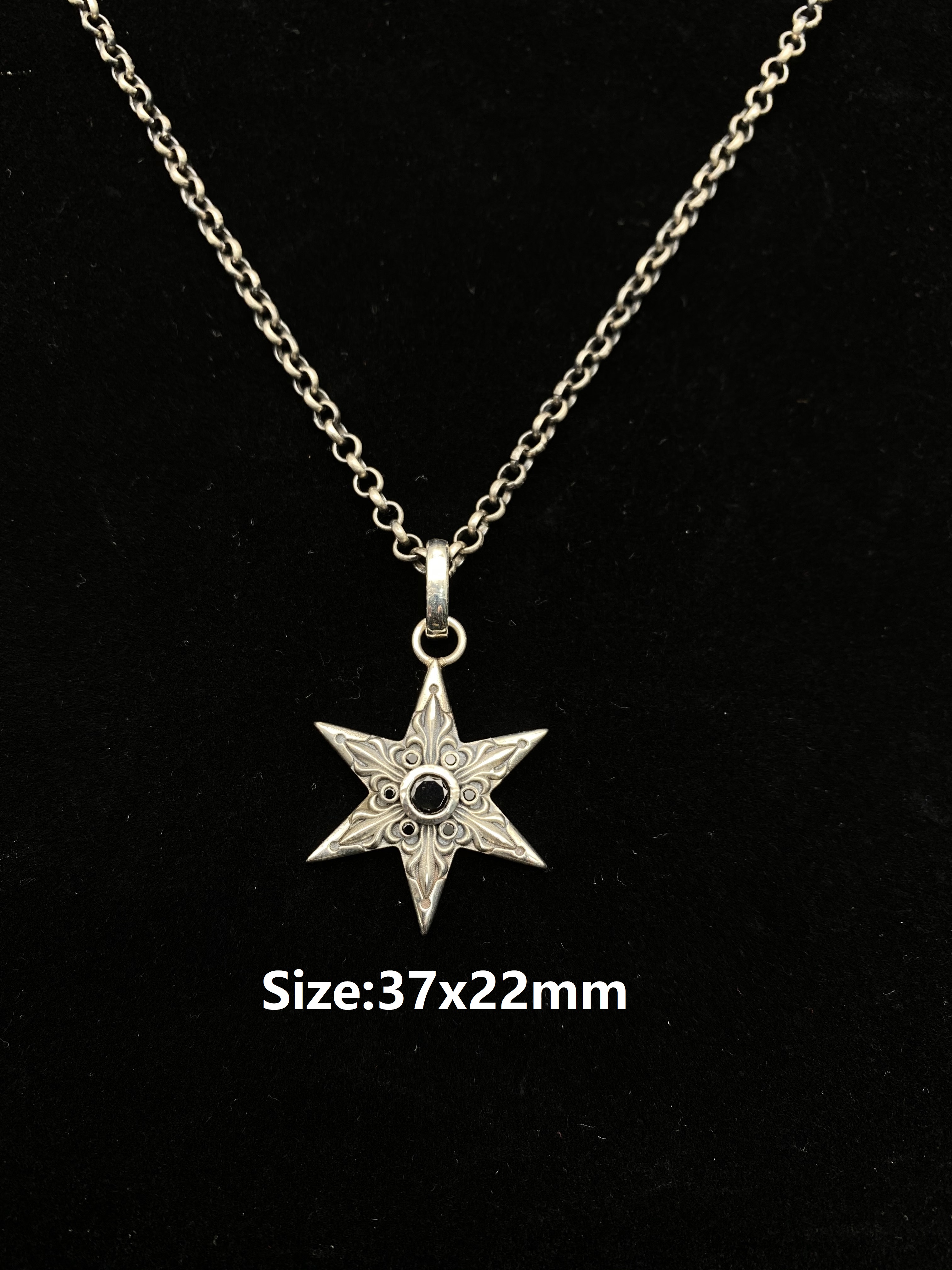 Hexagram Necklace Engraved Hexagram Necklace  Sterling Silver 925