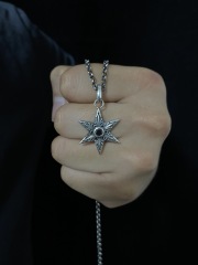 Hexagram Necklace Engraved Hexagram Necklace  Sterling Silver 925