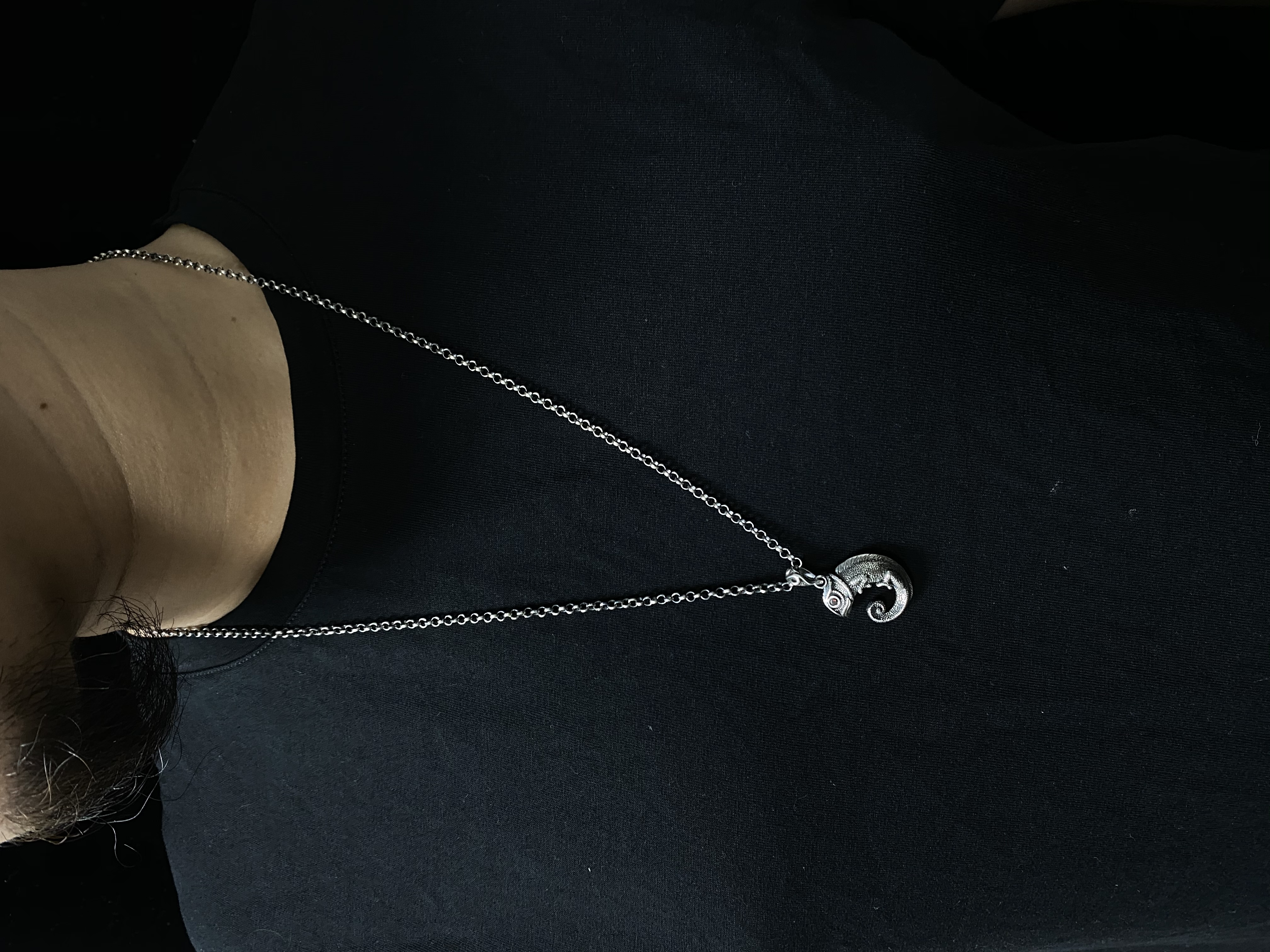 Chameleon Pendant lizard Pendant Cabrite Pendant Necklace For Men Gift For Him Sterling Silver 925
