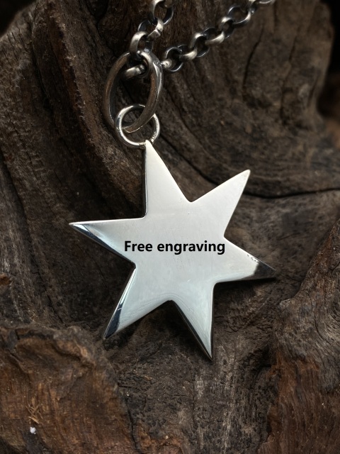 Hexagram Necklace Engraved Hexagram Necklace  Sterling Silver 925