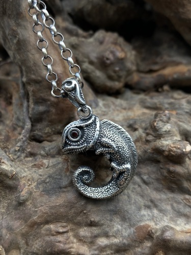Chameleon Pendant lizard Pendant Cabrite Pendant Necklace For Men Gift For Him Sterling Silver 925
