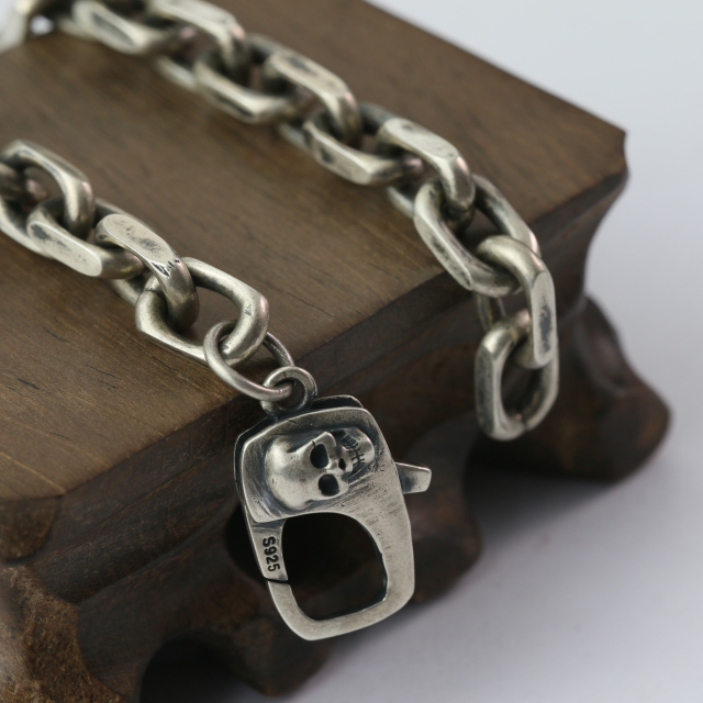 Skull Bracelet Chain  Silver Chain Mens Chain Sterling 925 Chain