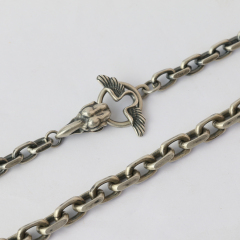 7mm Skull Silver Chain Oxidized Silver Cable Chain Mens Chain Sterling silver 925