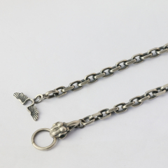 7mm Skull Silver Chain Oxidized Silver Cable Chain Mens Chain Sterling silver 925