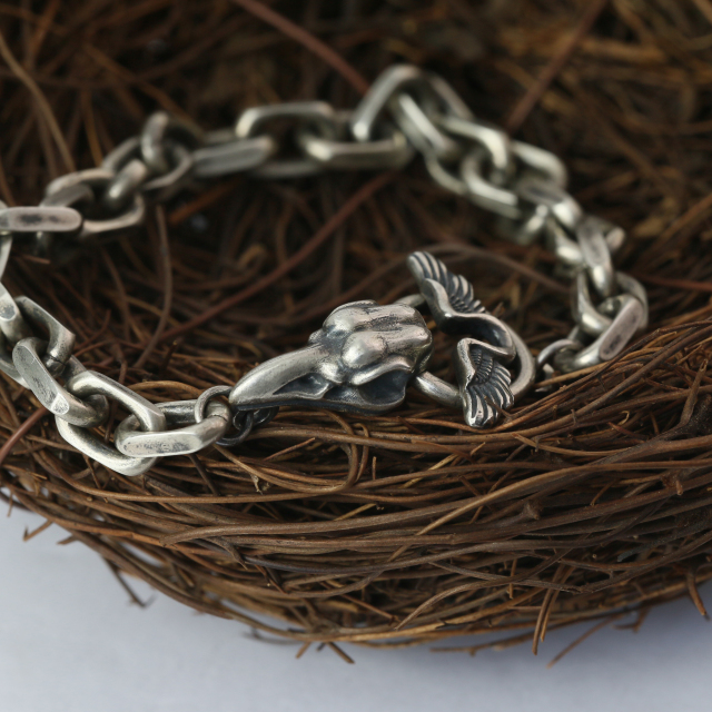 7mm Skull Silver Chain Oxidized Silver Cable Chain Mens Chain Sterling silver 925