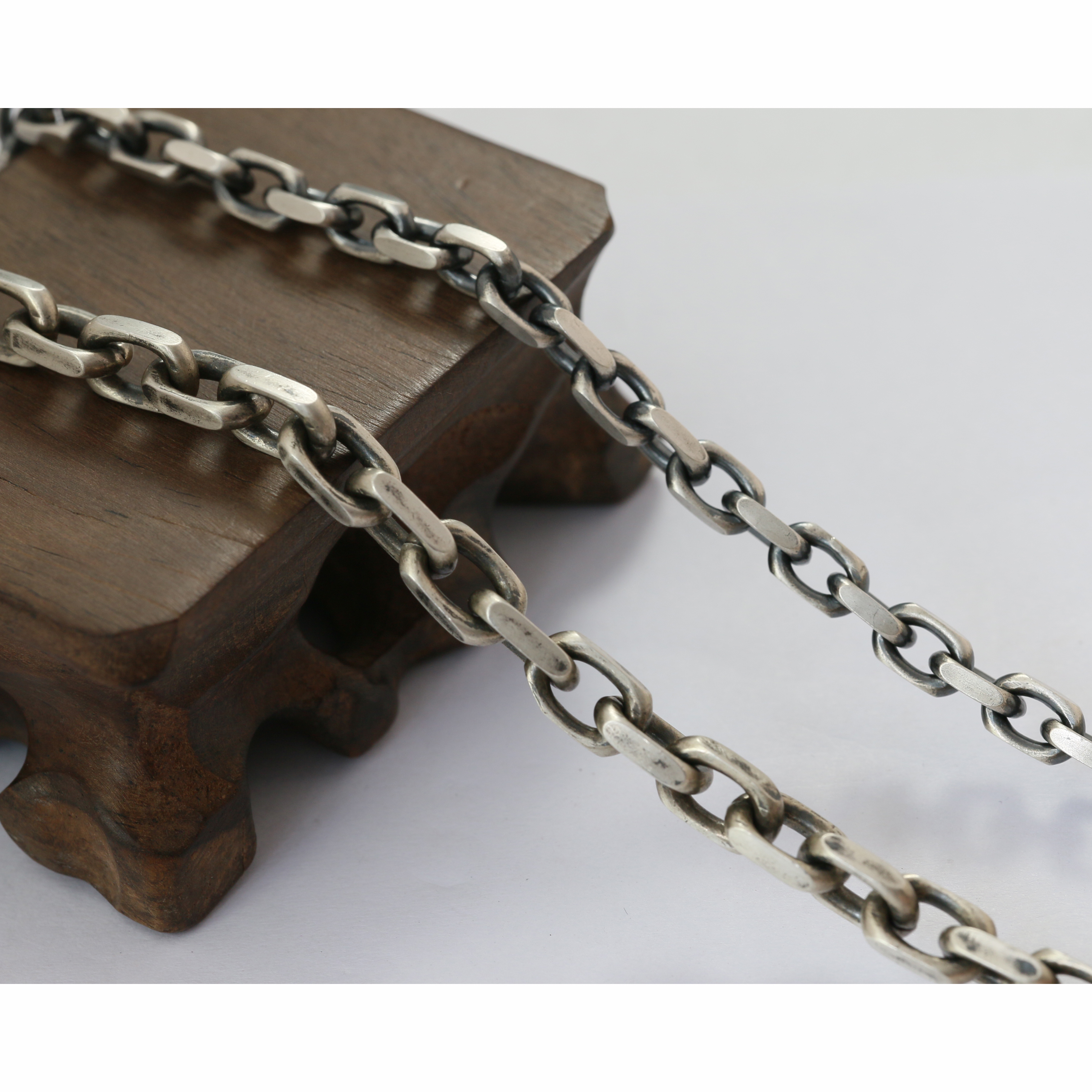 Bird Skull Silver Chain Oxidized Silver Cable Chain Mens Chain Sterling silver 925