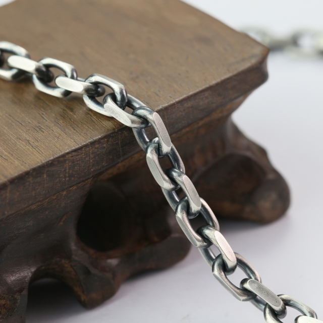 Bird Skull Silver Chain Oxidized Silver Cable Chain Mens Chain Sterling silver 925