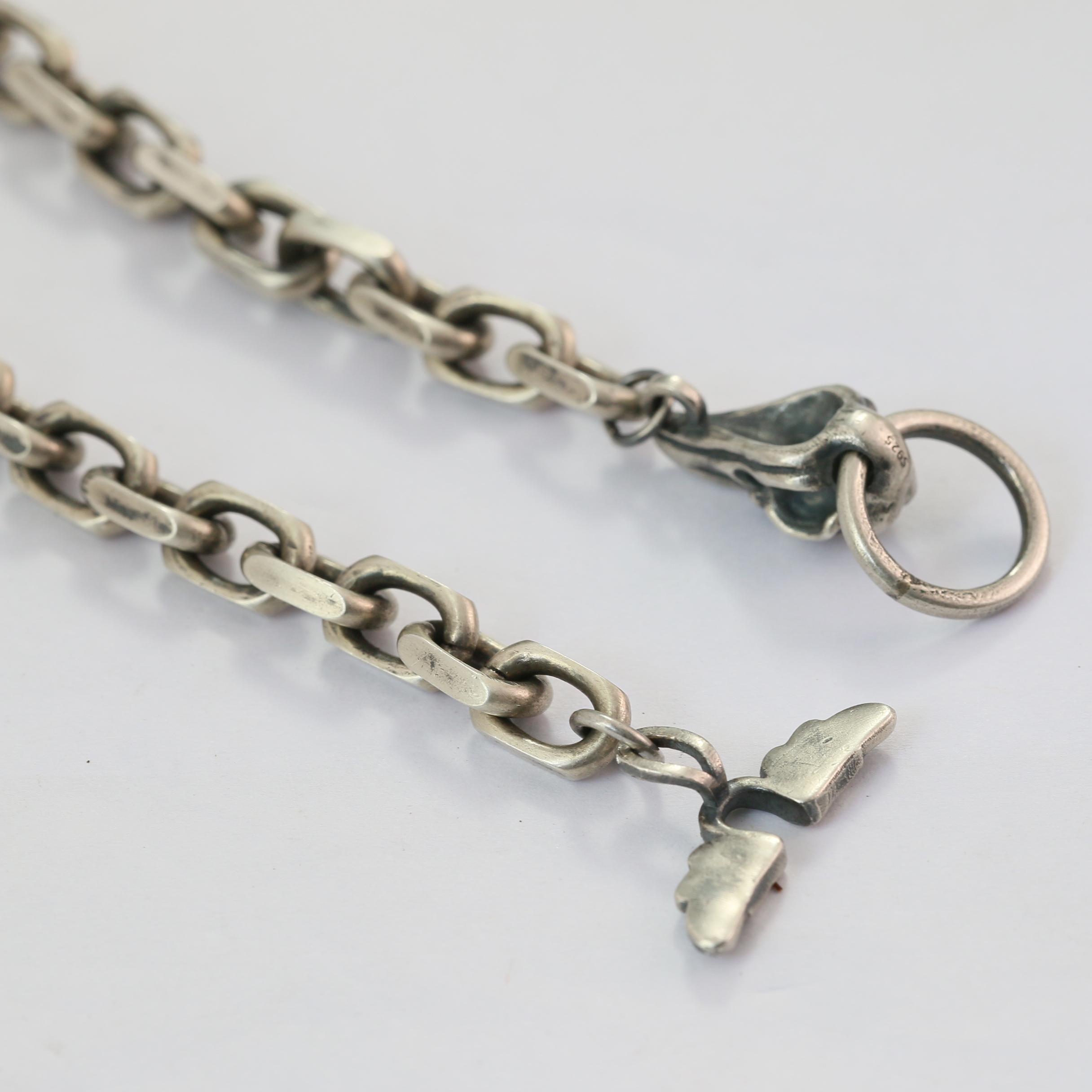 Bird Skull Silver Chain Oxidized Silver Cable Chain Mens Chain Sterling silver 925