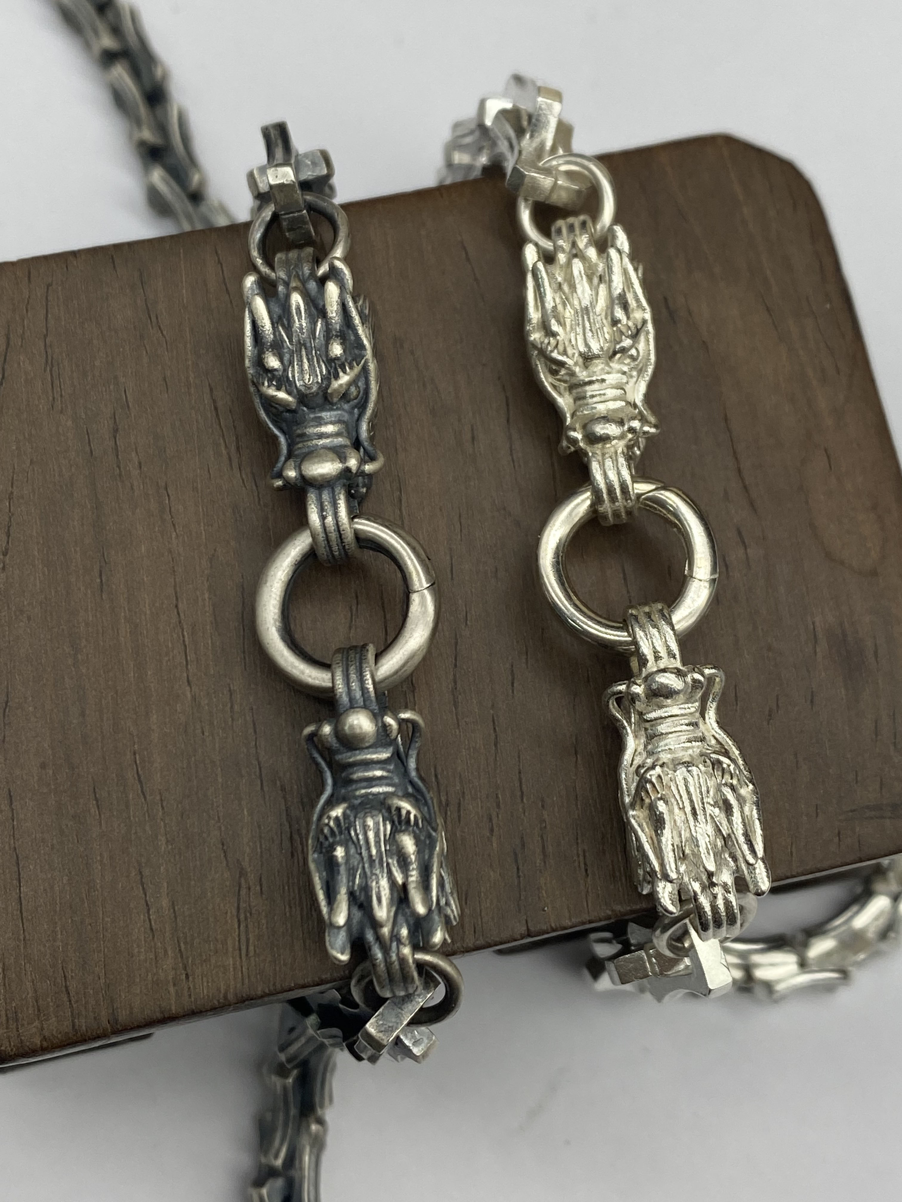 6mm  Dragon Necklace Oxidized Silver Chain Mens Chain Sterling Silver 925