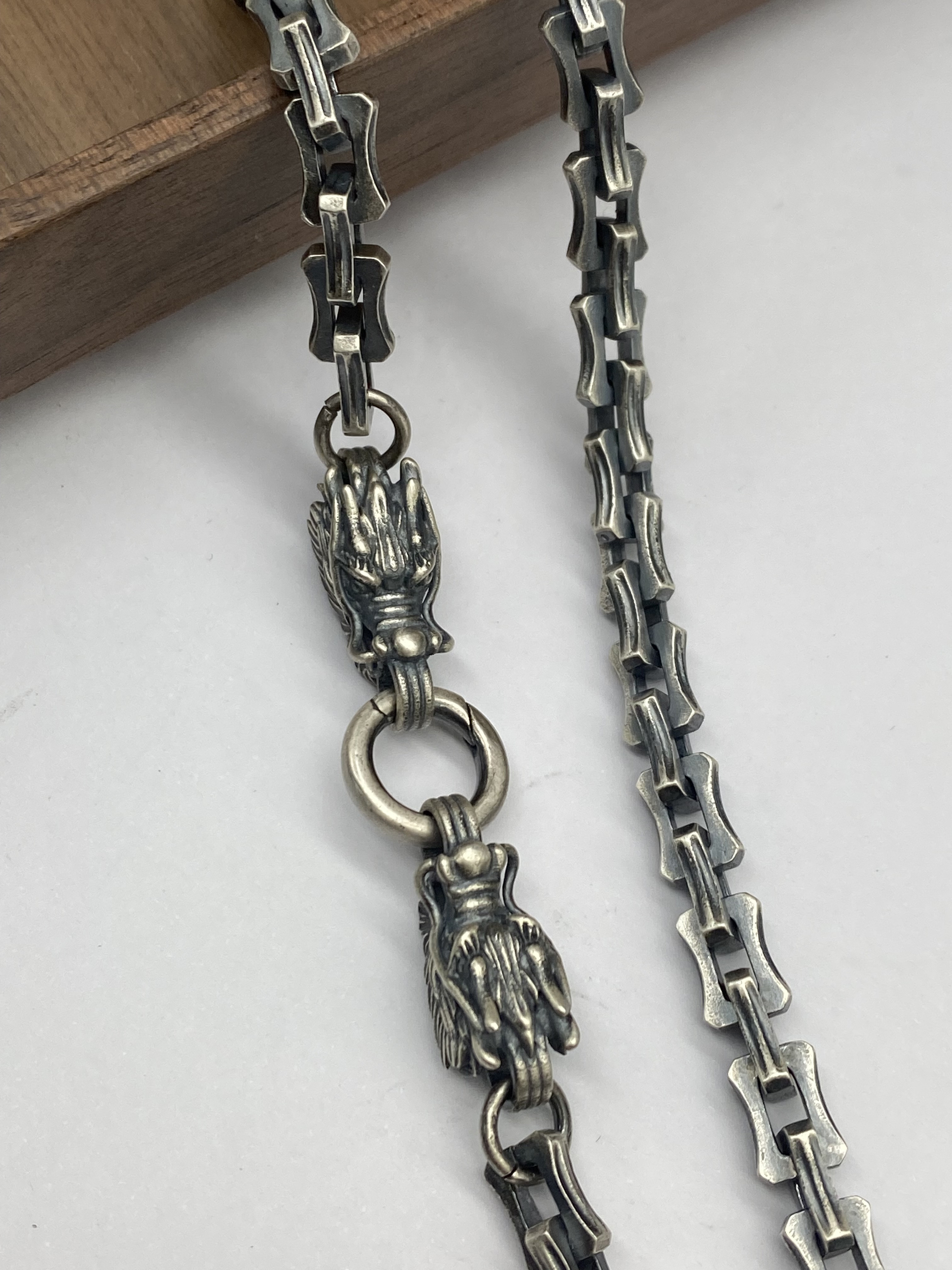 6mm  Dragon Necklace Oxidized Silver Chain Mens Chain Sterling Silver 925