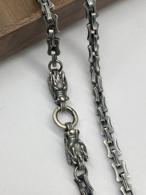 6mm  Dragon Necklace Oxidized Silver Chain Mens Chain Sterling Silver 925