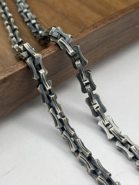 6mm  Dragon Necklace Oxidized Silver Chain Mens Chain Sterling Silver 925