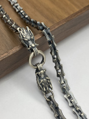 6mm  Dragon Necklace Oxidized Silver Chain Mens Chain Sterling Silver 925