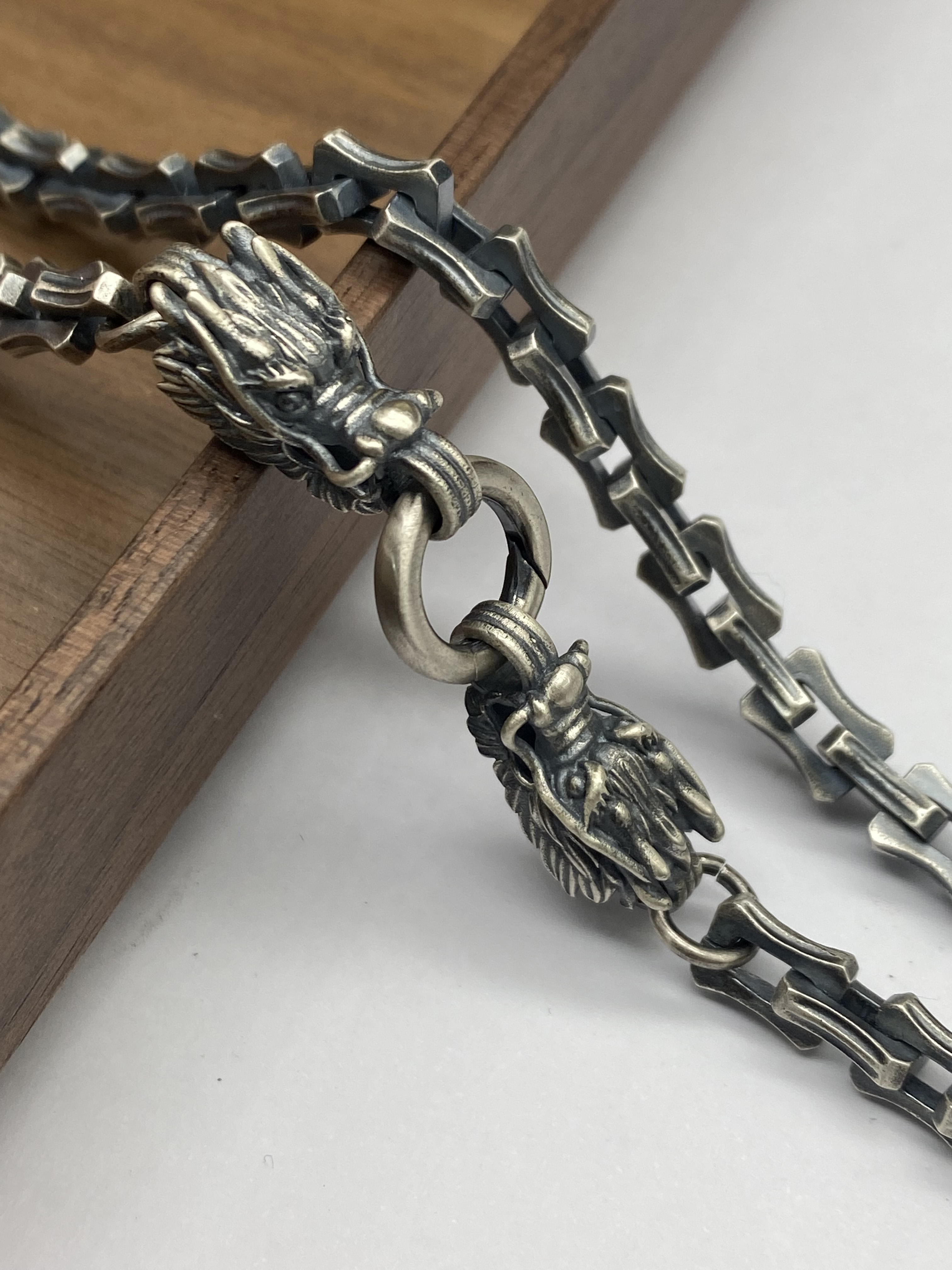 6mm  Dragon Necklace Oxidized Silver Chain Mens Chain Sterling Silver 925