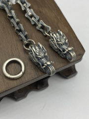 6mm  Dragon Necklace Oxidized Silver Chain Mens Chain Sterling Silver 925