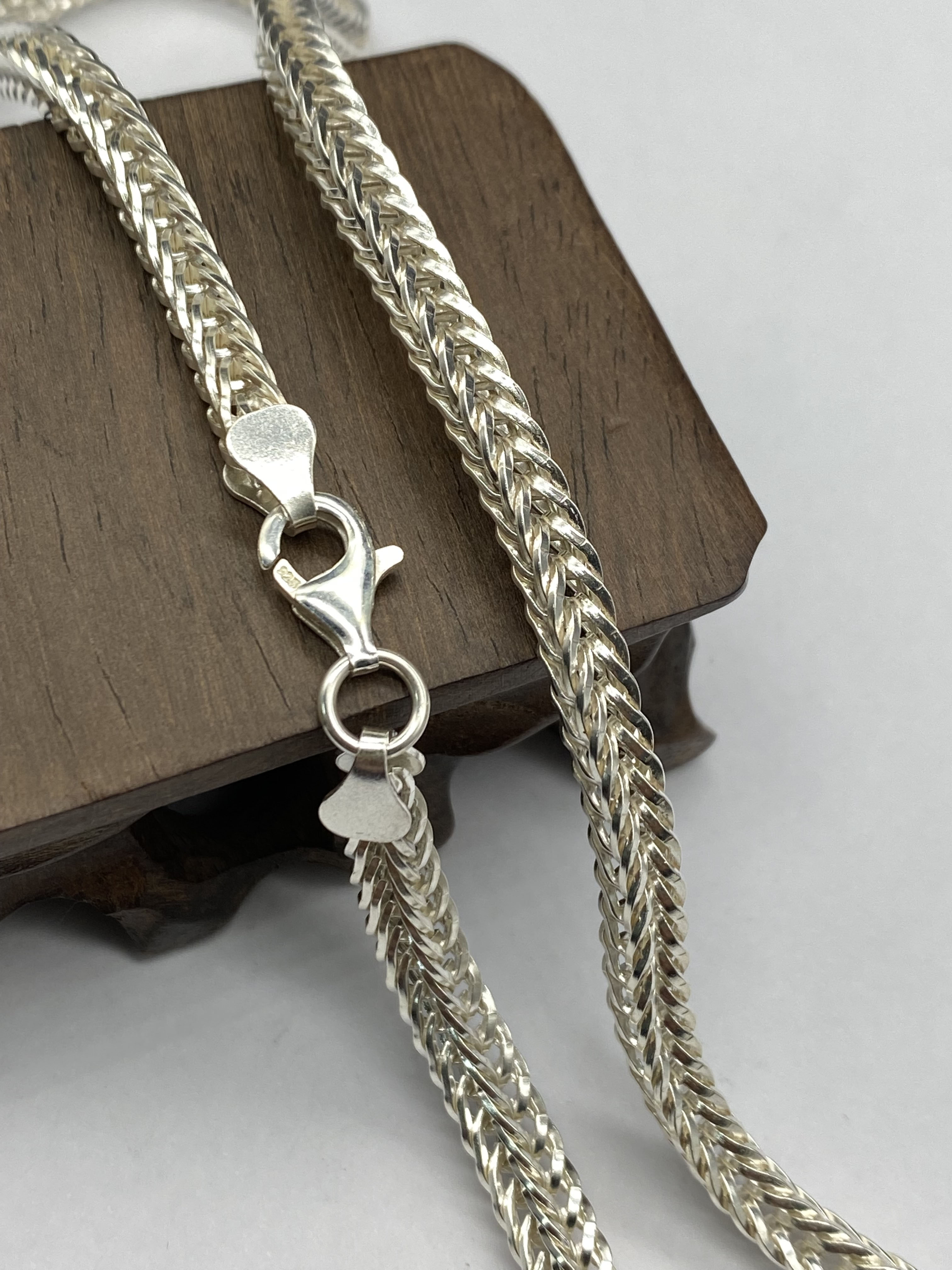 Silver Chain Mens Chain Foxtail Chain Brain Chain Sterling 925 Chain 4.5mm 5mm 5.5mm