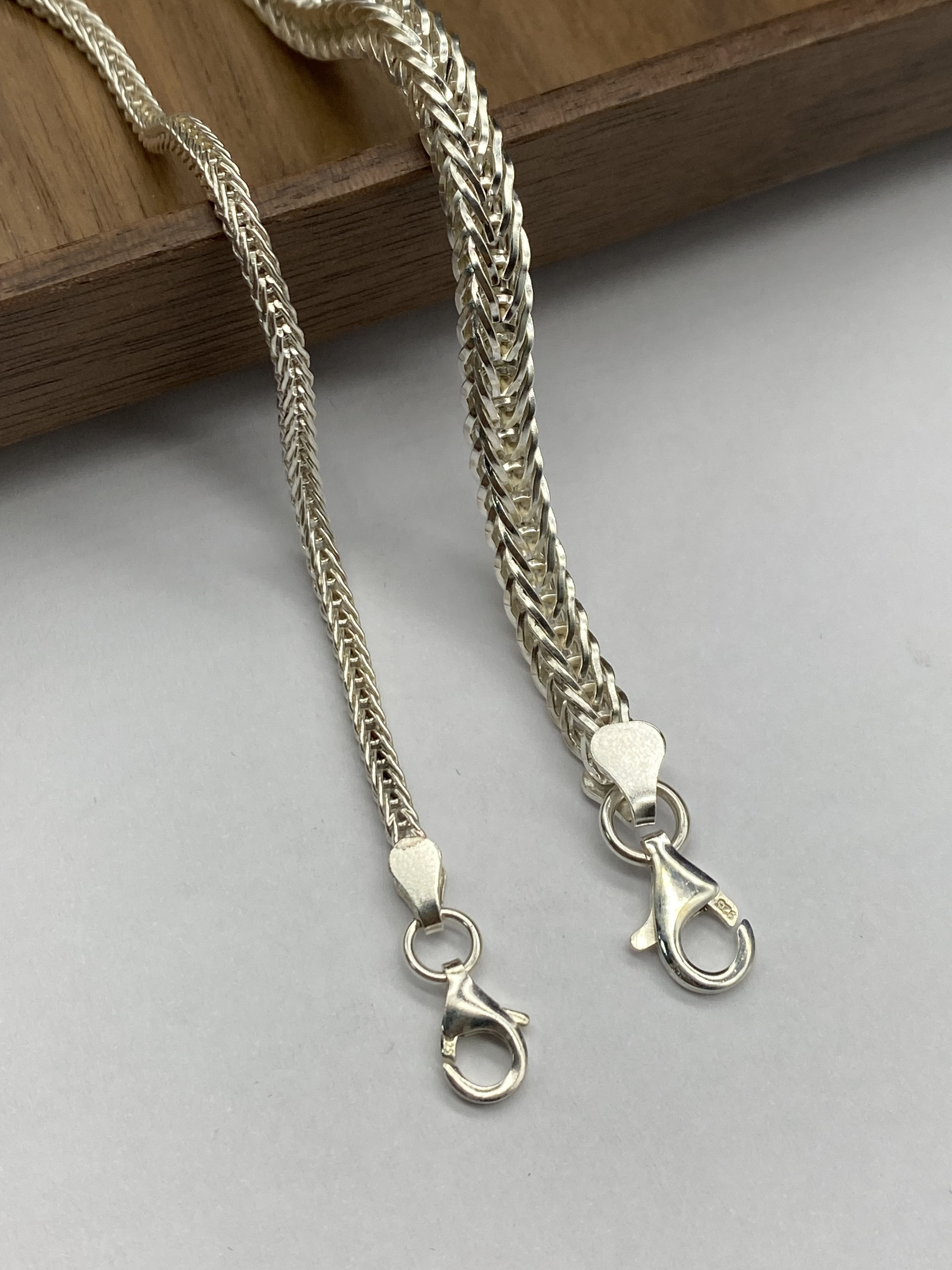 Silver Chain Mens Chain Foxtail Chain Brain Chain Sterling 925 Chain 4.5mm 5mm 5.5mm