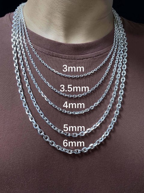 3mm,3.5mm,4mm,5mm,6mm  Silver Chain Mens Chain Sterling 925 Chain