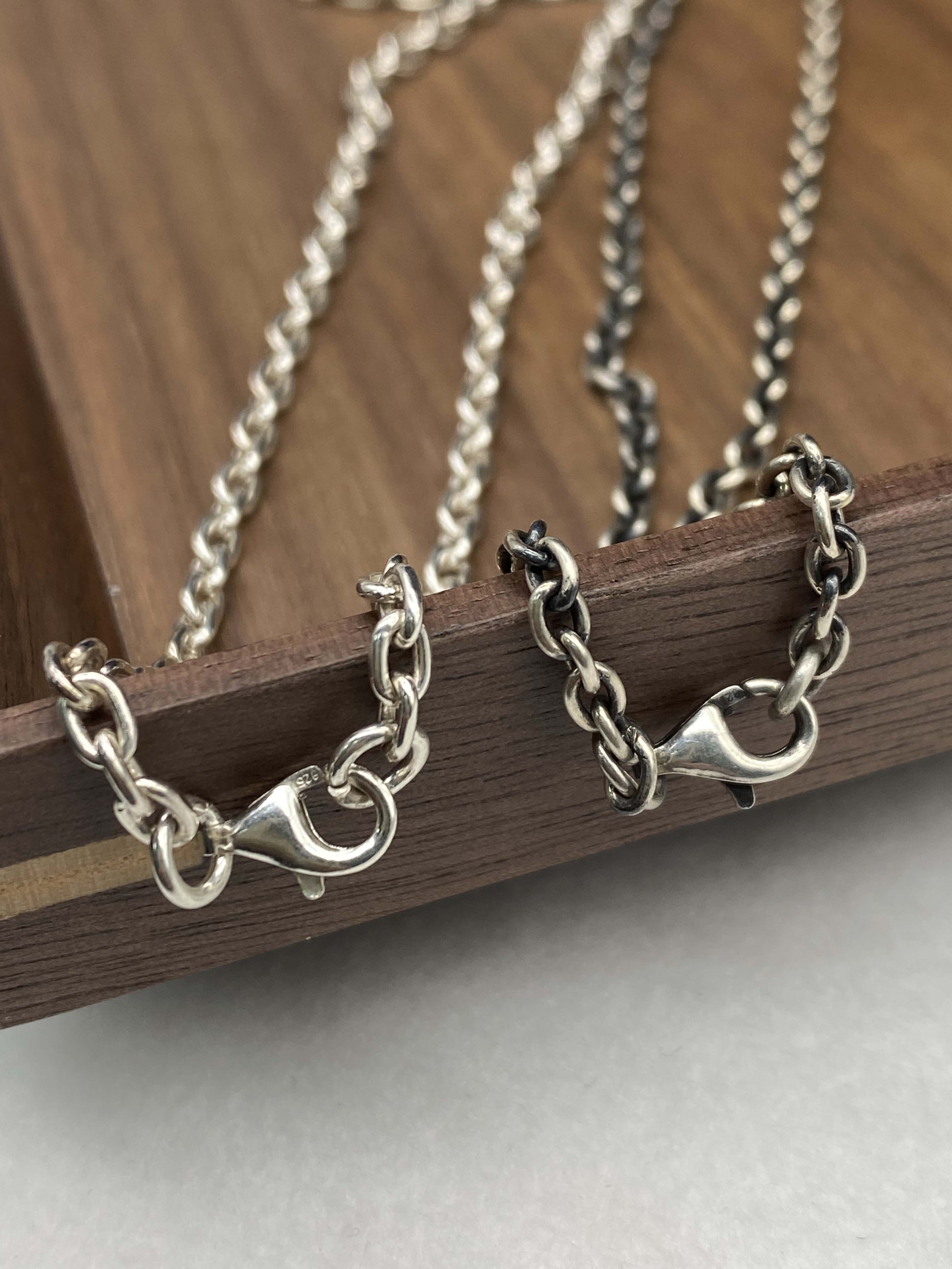 Silver Chain Cable Chain Mens Chain Sterling Silver 925 Chain 3mm 4mm 4.5mm 5.5mm
