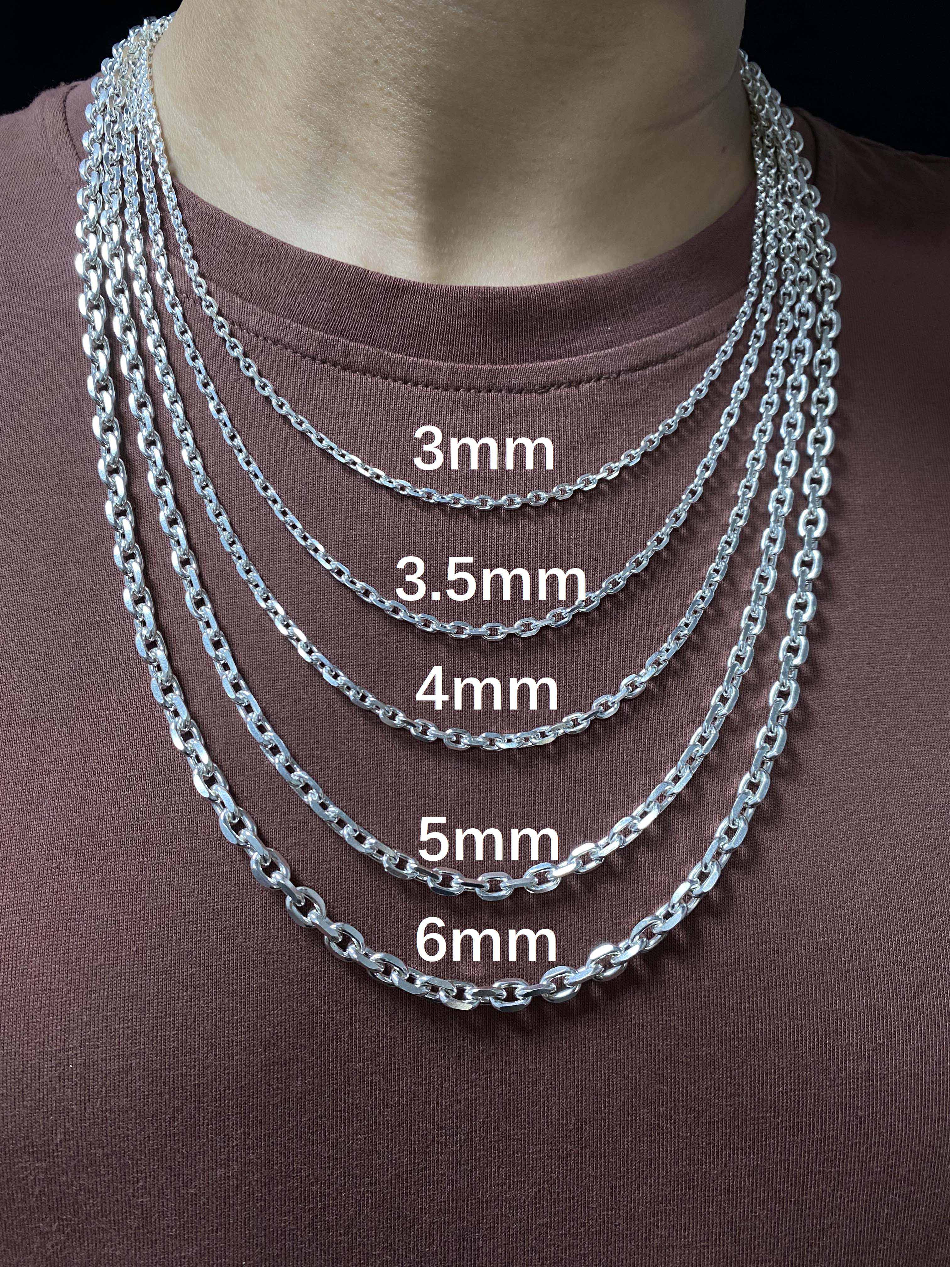 3mm,3.5mm,4mm,5mm,6mm  Silver Chain Mens Chain Sterling 925 Chain